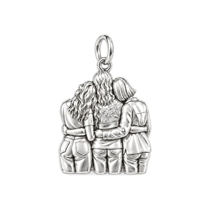 Inner Circle Huddle Charm Bracelet – Personalized Bestie Gift – silver charm, front view