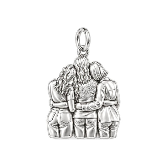 Inner Circle Huddle Charm Bracelet – Personalized Bestie Gift – silver charm, front view