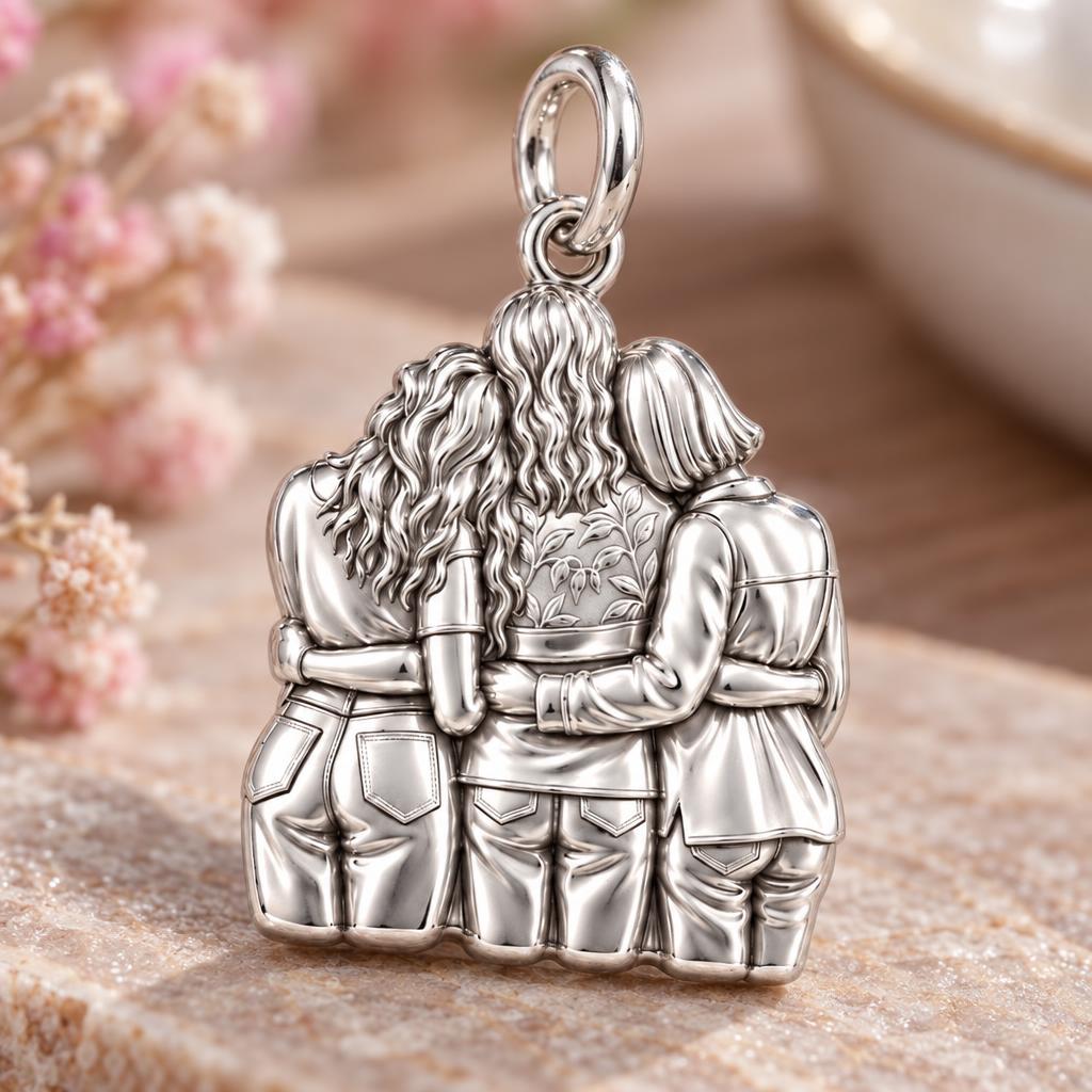 Inner Circle Huddle Charm Bracelet – Personalized Bestie Gift – macro detail of the charm