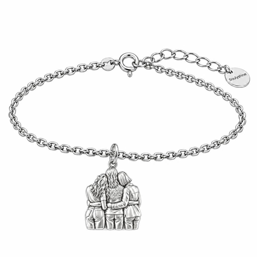 Inner Circle Huddle Charm Bracelet Set – silver, front view