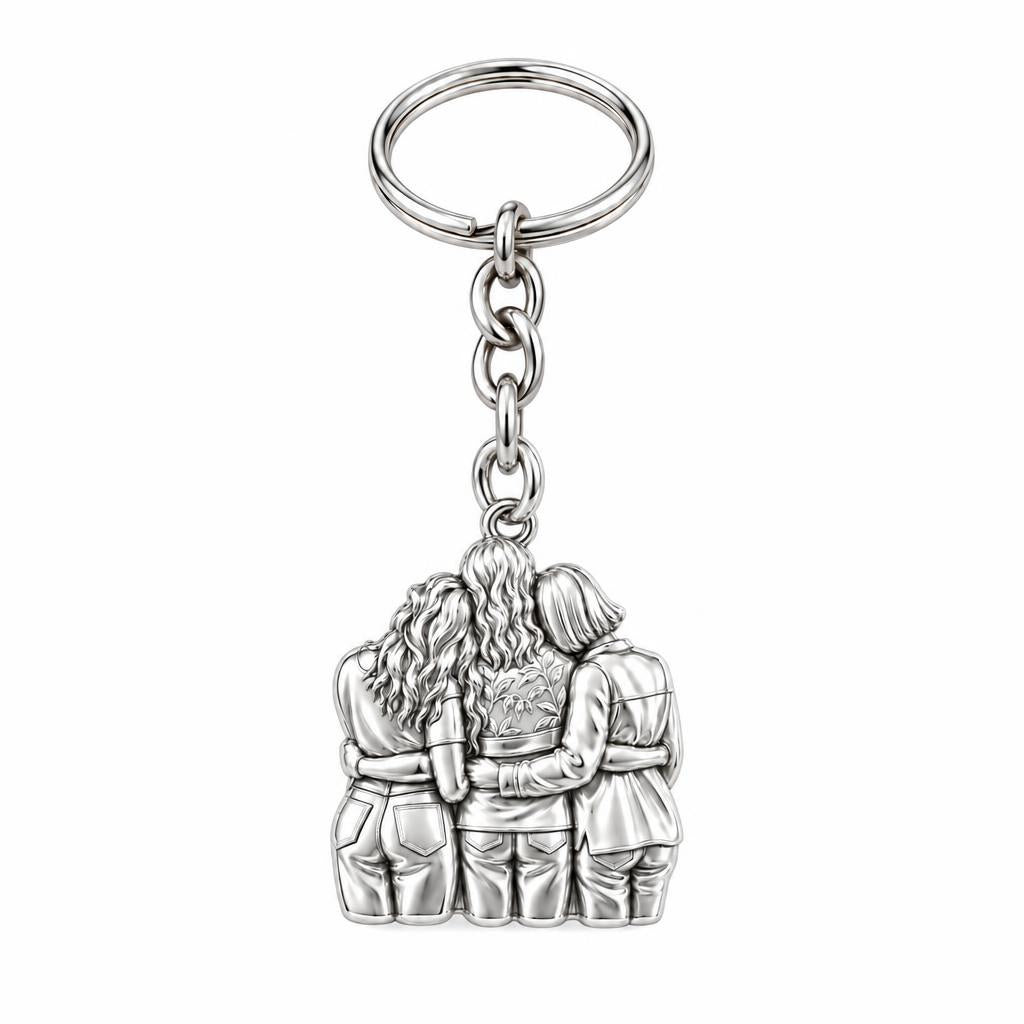 Inner Circle Huddle Charm Keychain – silver, front view