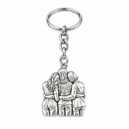 Inner Circle Huddle Charm Keychain – silver, front view