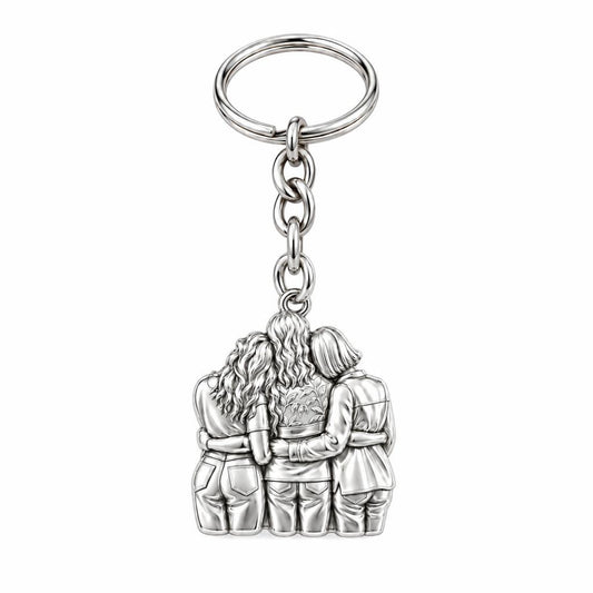 Inner Circle Huddle Charm Keychain – silver, front view
