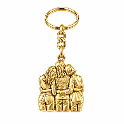 Inner Circle Huddle Charm Keychain – 18K gold, front view