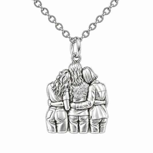 Inner Circle Huddle Charm Necklace Set – silver, front view