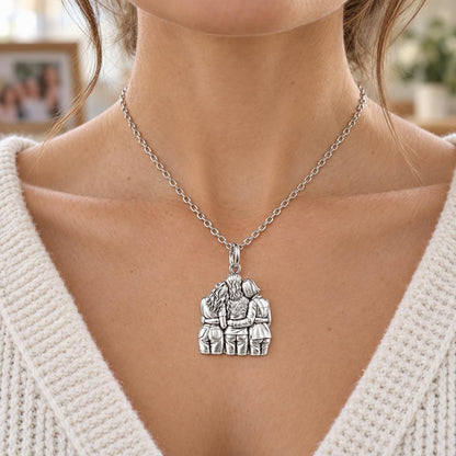 Inner Circle Huddle Charm Necklace Set – worn / in use