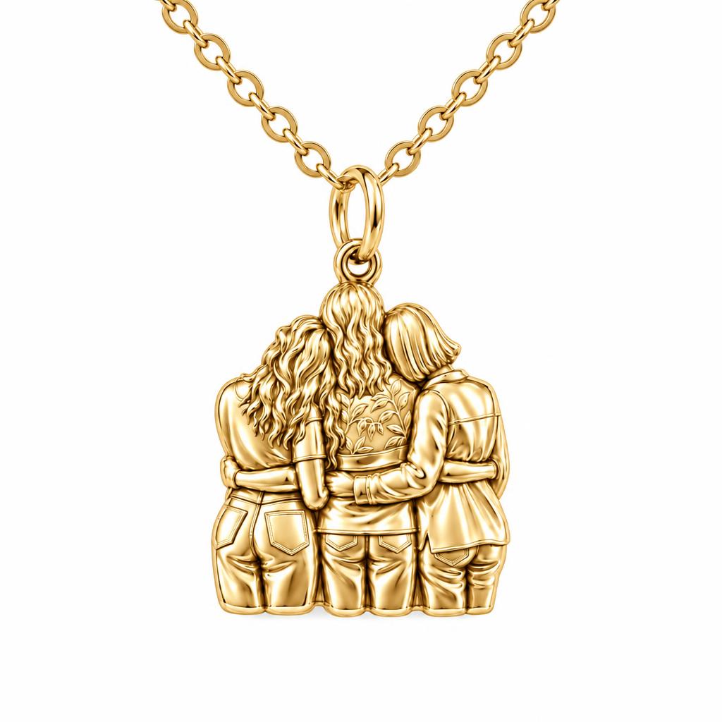 Inner Circle Huddle Charm Necklace Set – 18K gold, front view