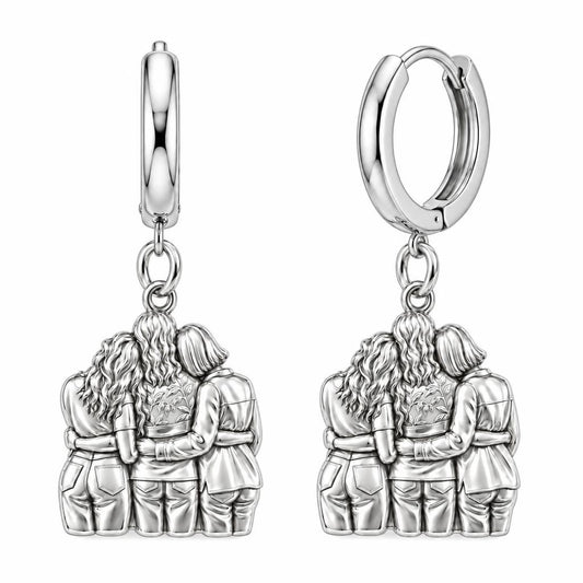 Inner Circle Huddle Huggie Charm Earrings – silver, front view