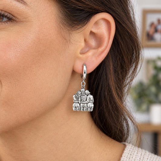 Inner Circle Huddle Huggie Charm Earrings – worn / in use