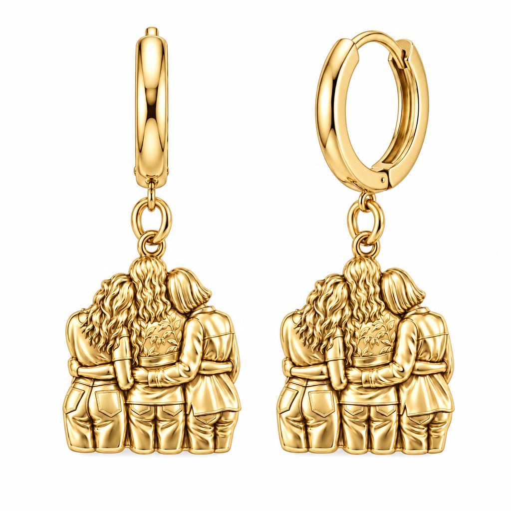 Inner Circle Huddle Huggie Charm Earrings – 18K gold, front view