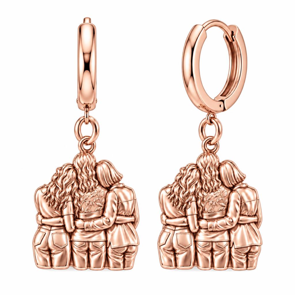 Inner Circle Huddle Huggie Charm Earrings – rose gold, front view