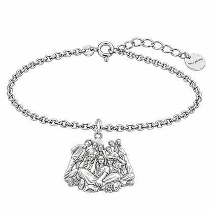 Inner Circle Portrait Charm Bracelet Set – silver, front view