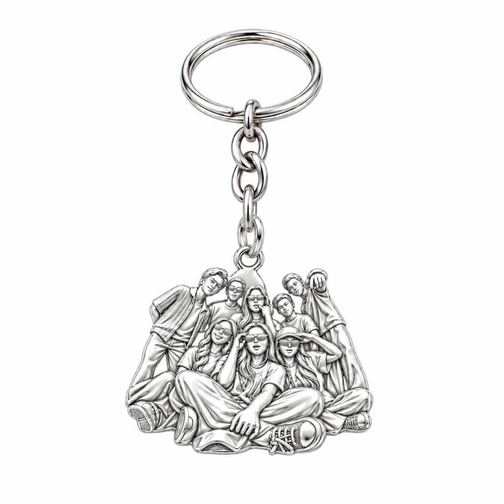 Inner Circle Portrait Charm Keychain – silver, front view