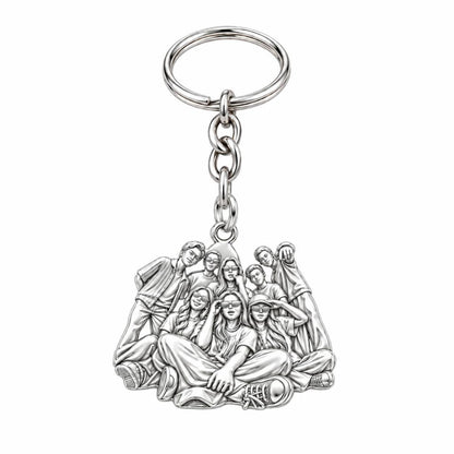 Inner Circle Portrait Charm Keychain – silver, front view