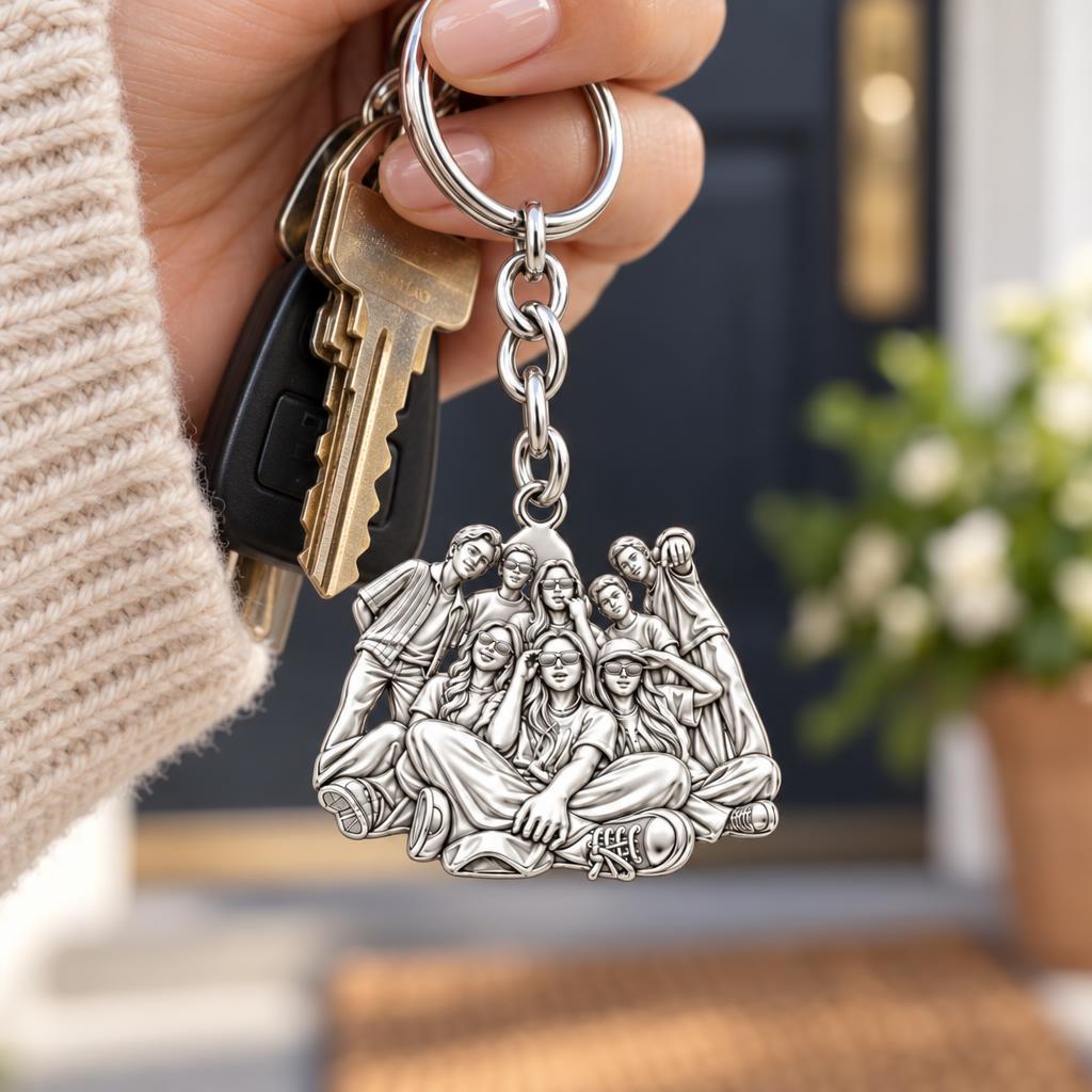 Inner Circle Portrait Charm Keychain – worn / in use