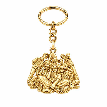 Inner Circle Portrait Charm Keychain – 18K gold, front view
