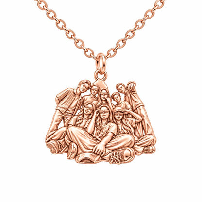 Inner Circle Portrait Charm Necklace Set – rose gold, front view
