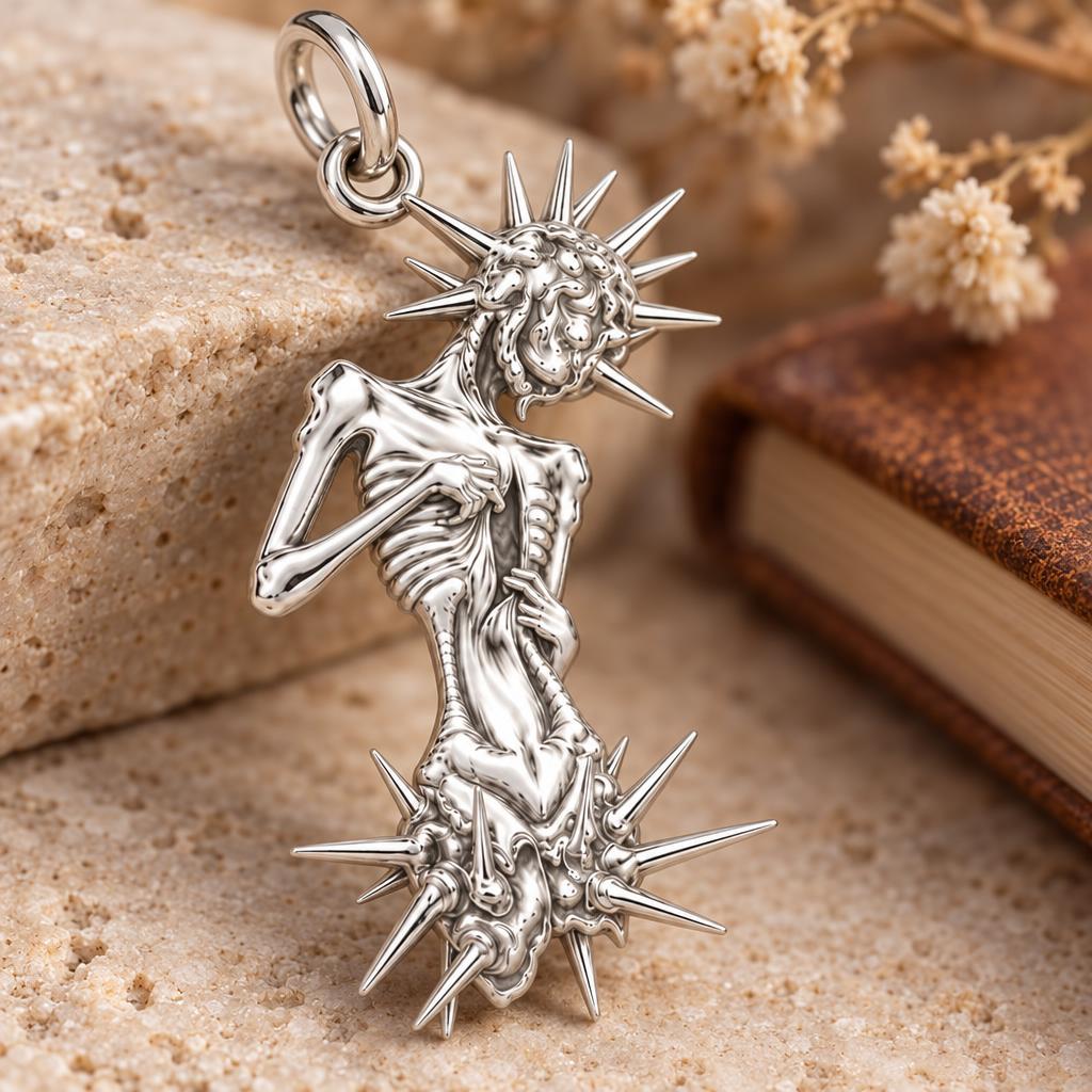 Inner Radiance Skeleton Charm Bracelet – Personalized Mom Gift – macro detail of the charm