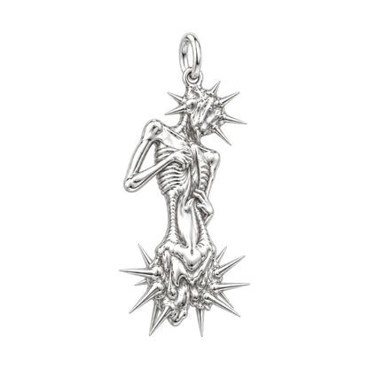 Inner Strength Spiked Figure Charm Bracelet – Personalized Gift – silver charm, front view
