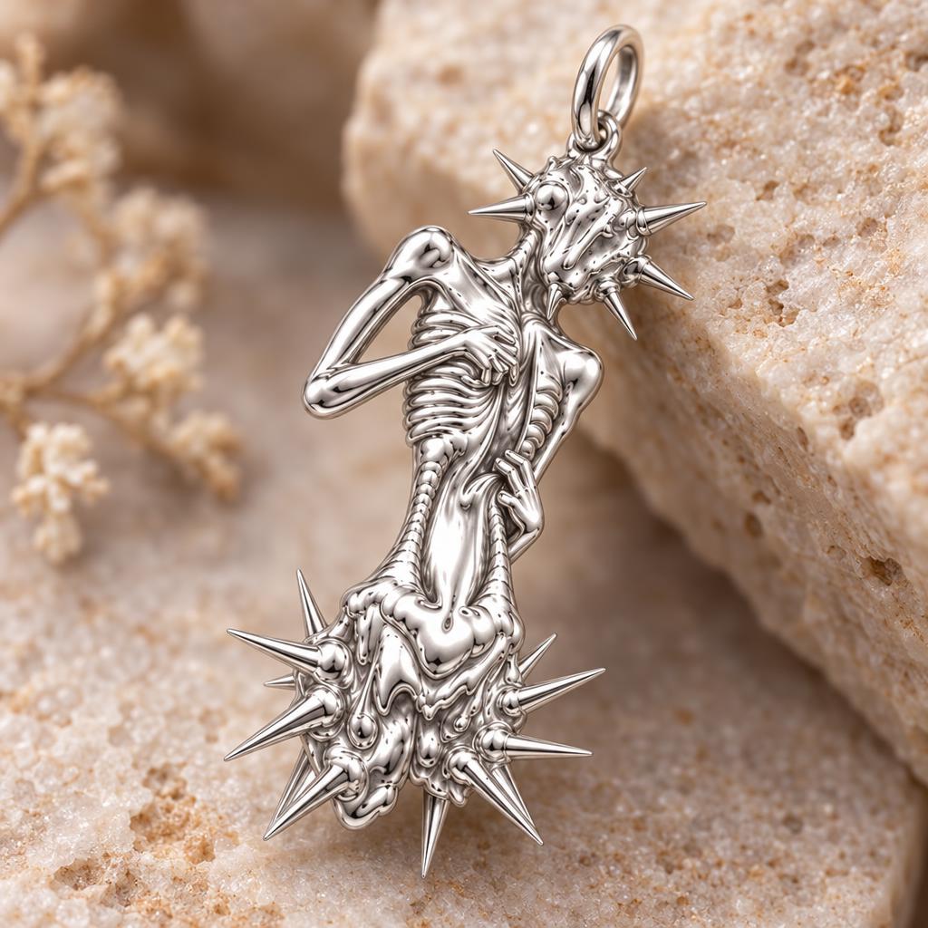 Inner Strength Spiked Figure Charm Bracelet – Personalized Gift – macro detail of the charm