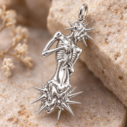 Inner Strength Spiked Figure Charm Bracelet – Personalized Gift – macro detail of the charm