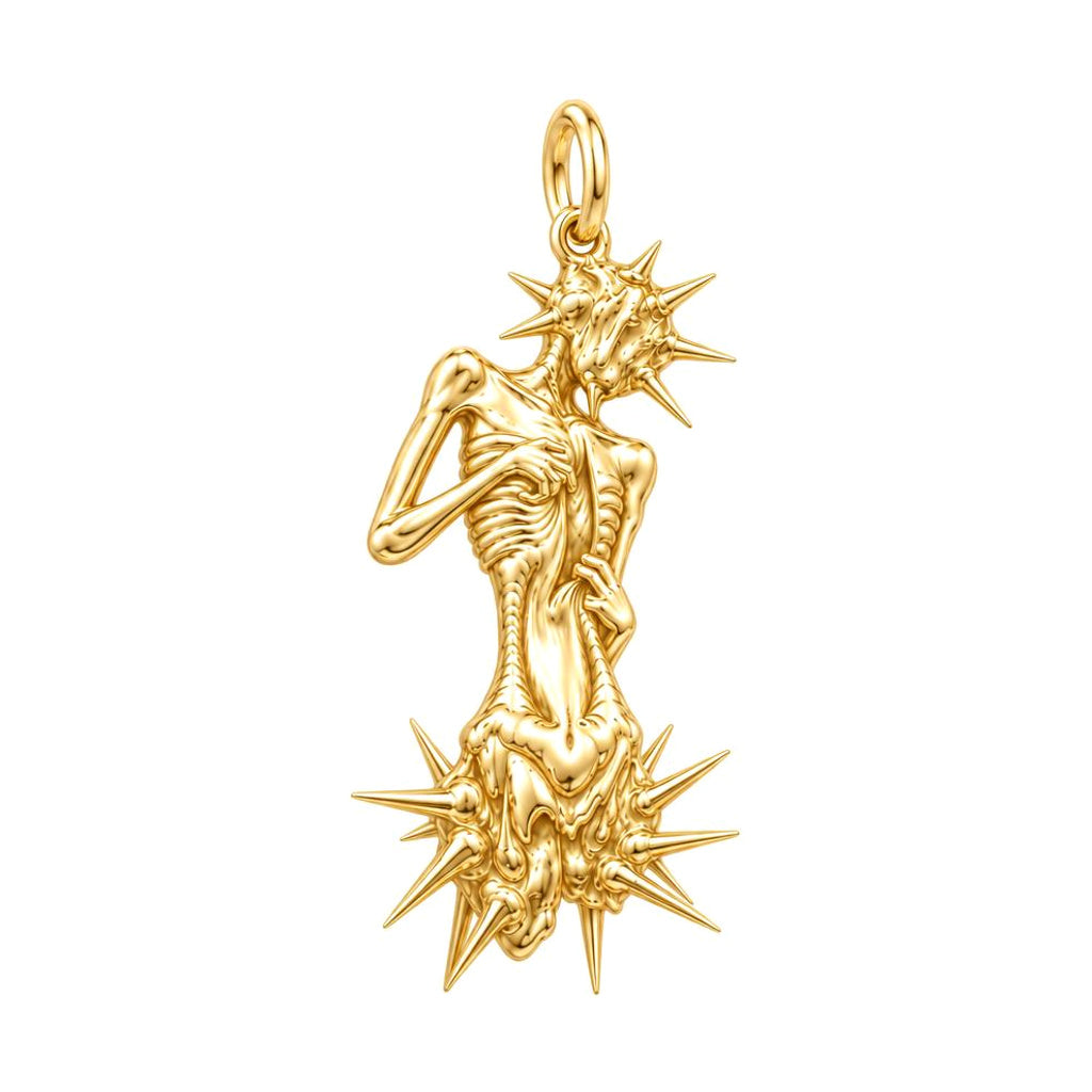 Inner Strength Spiked Figure Charm Bracelet – Personalized Gift – 18K gold charm, front view