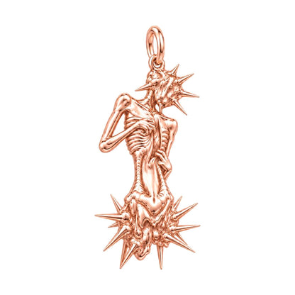 Inner Strength Spiked Figure Charm Bracelet – Personalized Gift – rose gold charm, front view