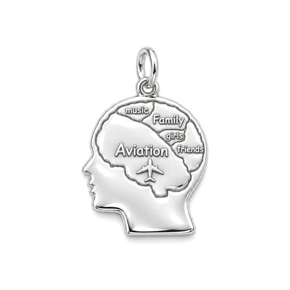 Inner World Mind Map Charm Bracelet – Personalized Hobbyist Gift – silver plated 2 cm charm, front view