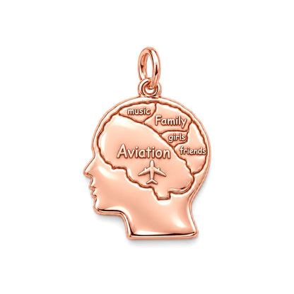 Inner World Mind Map Charm Bracelet – Personalized Hobbyist Gift – rose gold 2 cm charm, front view