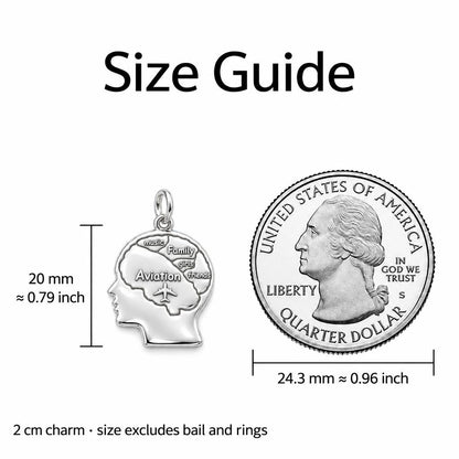 Inner World Mind Map Charm Bracelet – Personalized Hobbyist Gift – size guide, 2 cm charm next to a quarter
