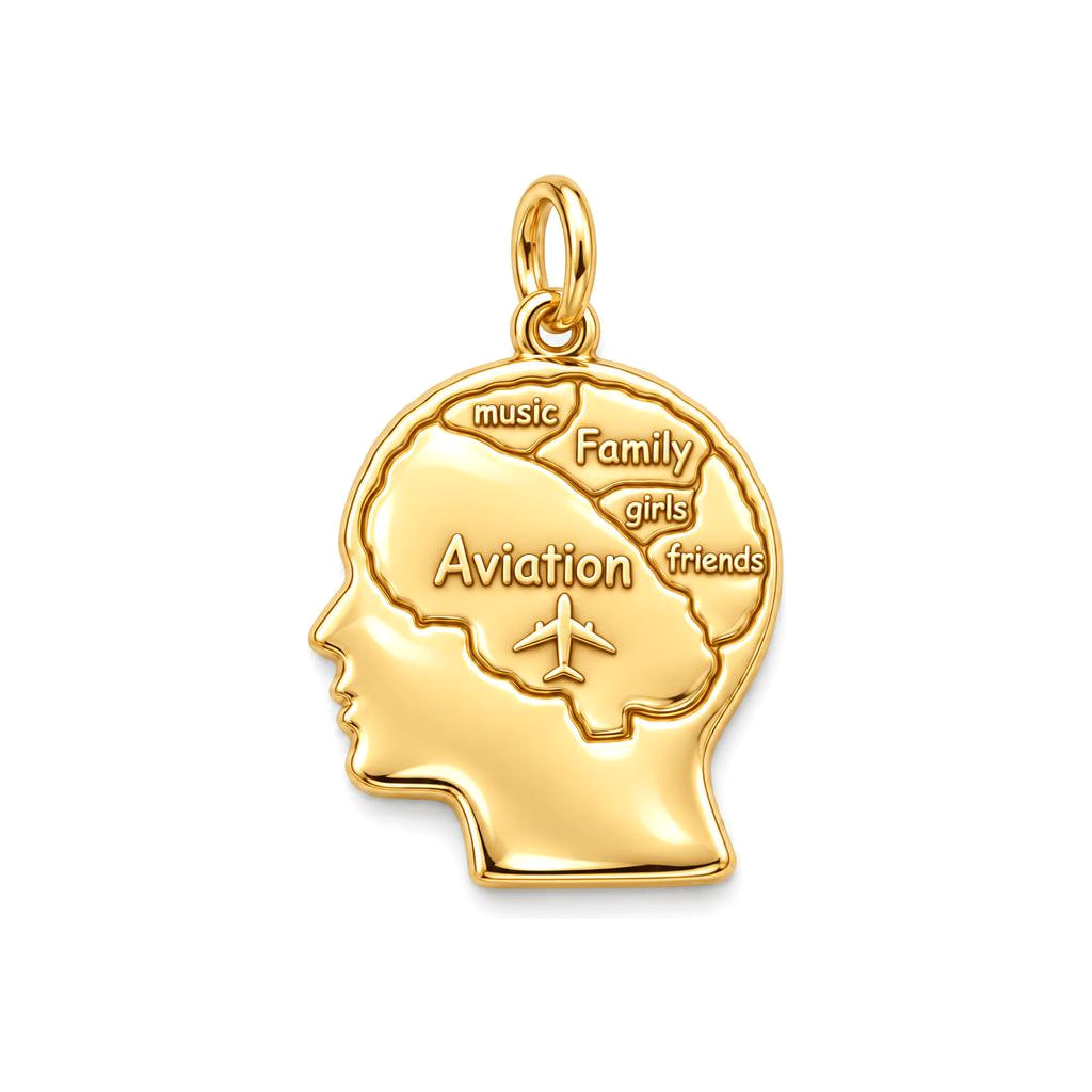 Inner World Mind Map Charm Bracelet – Personalized Hobbyist Gift – 18K gold plated 2 cm charm, front view