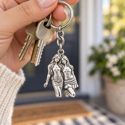 Inseparable Best Friends Charm Keychain – worn / in use