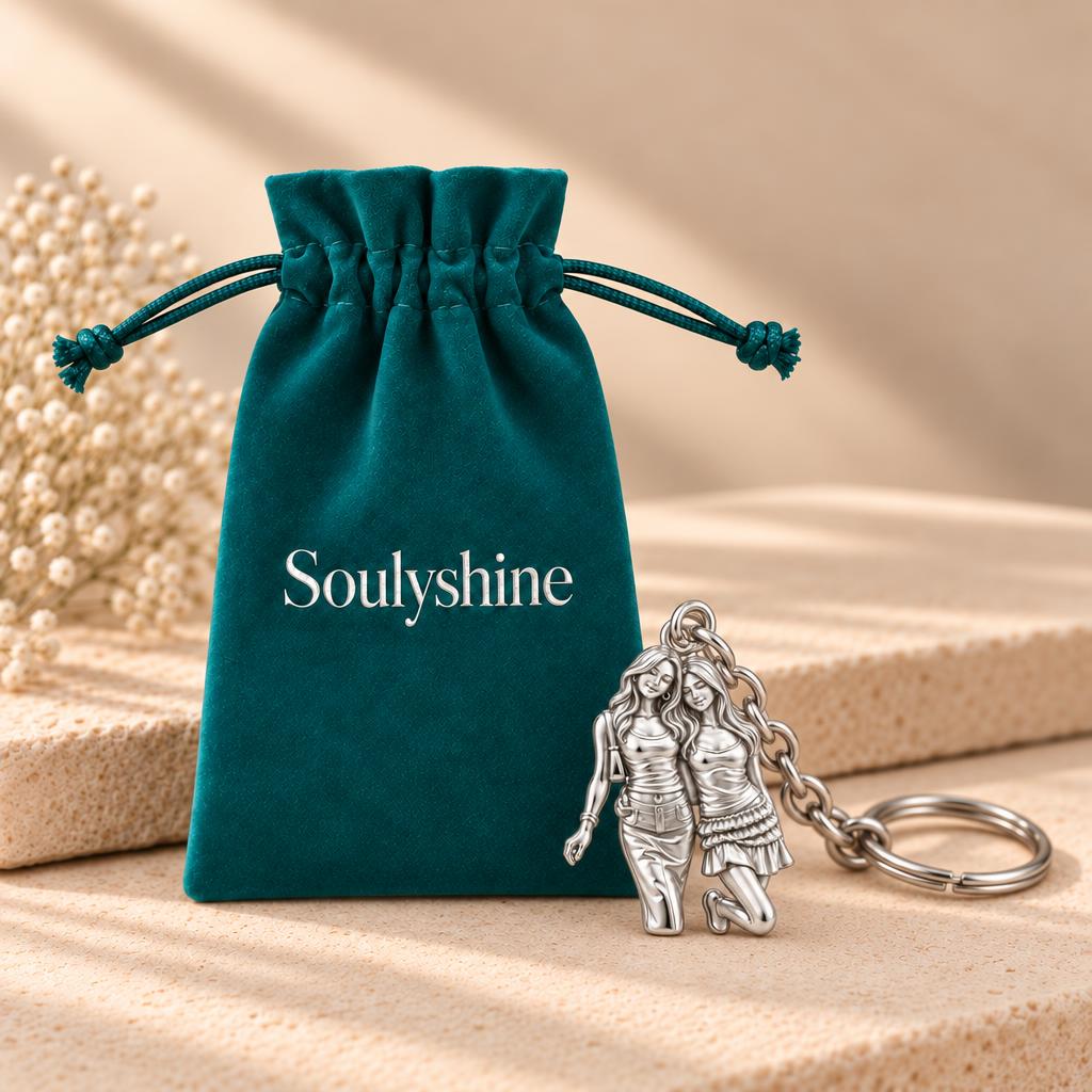 Inseparable Best Friends Charm Keychain – Soulyshine velvet gift pouch