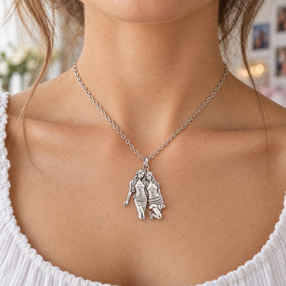 Inseparable Best Friends Charm Necklace Set – worn / in use