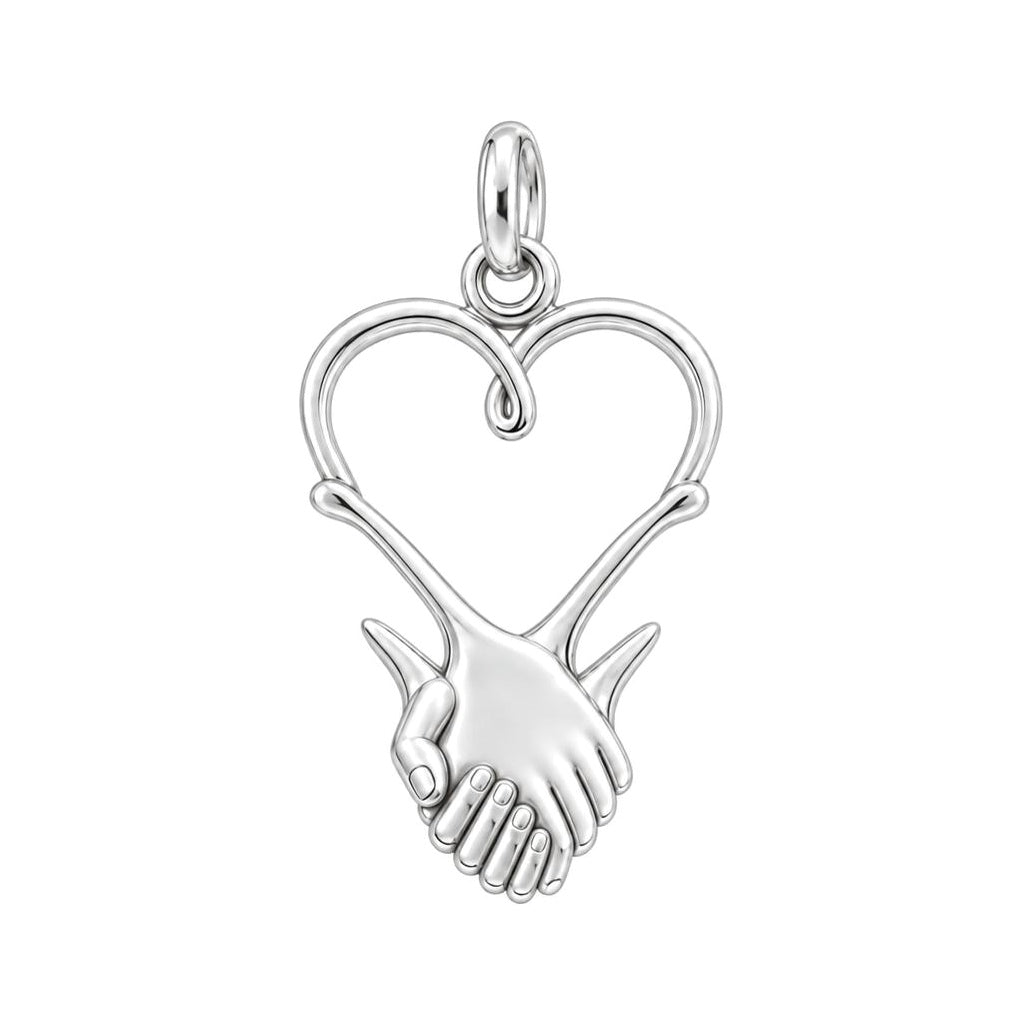 Intertwined Hands Heart Charm Bracelet – Personalized Couple Gift – back of the charm, engraving area