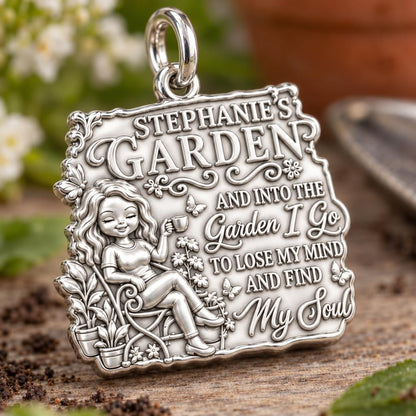 Into The Garden Charm Bracelet – Personalized Gardener Gift – macro detail of the charm