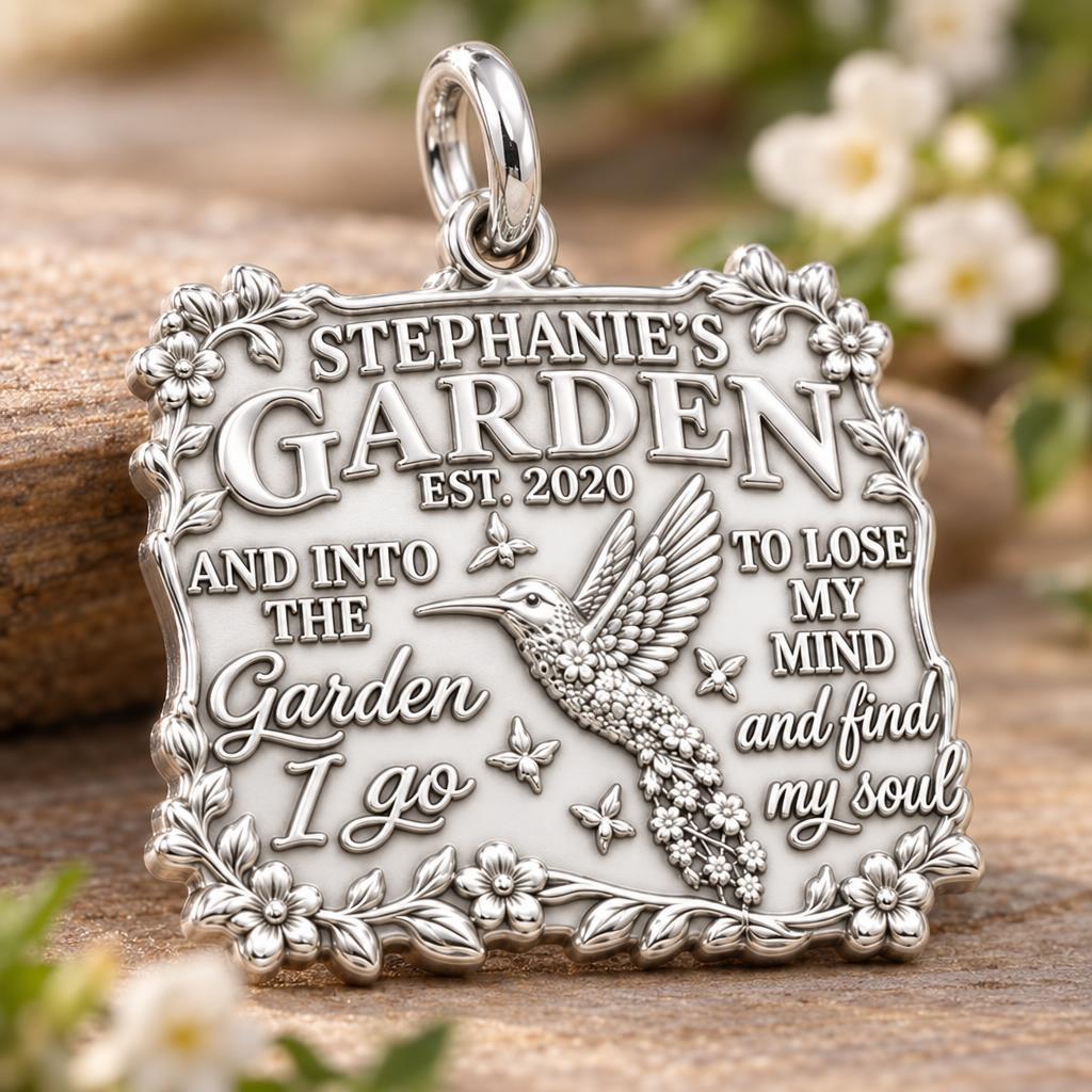 Into the Garden Charm Bracelet – Personalized Mom Gift – macro detail of the charm