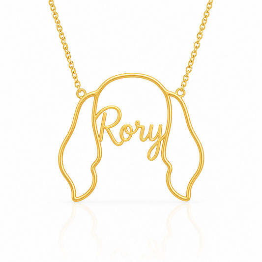 Irish Red and White Setter Whisper of Paws - Personalized Outline Your Pet's Face and Name Necklace