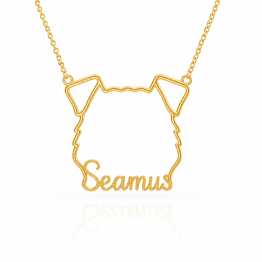 Irish Terrier Whisper of Paws - Personalized Outline Your Pet's Face and Name Necklace