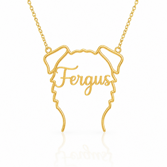Irish Wolfhound Whisper of Paws - Personalized Outline Your Pet's Face and Name Necklace