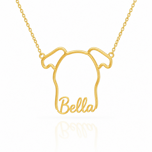 Italian Greyhound Whisper of Paws - Personalized Outline Your Pet's Face and Name Necklace