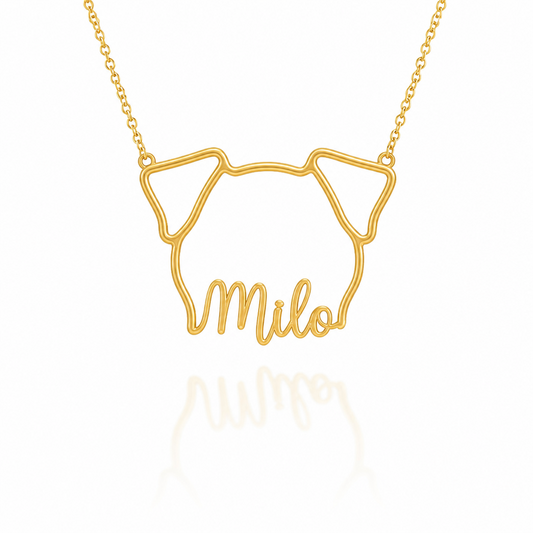 Jack Russell Terrier Whisper of Paws - Personalized Outline Your Pet's Face and Name Necklace