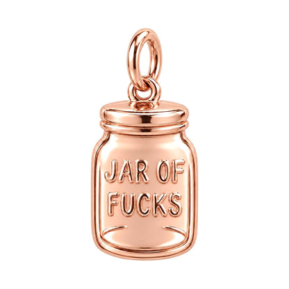 Jar of Fucks Charm Bracelet – Personalized Bestie Gift – rose gold charm, front view