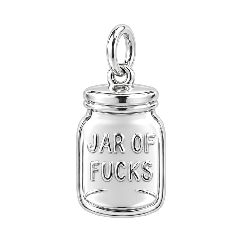 Jar of Fucks Charm Bracelet – Personalized Bestie Gift – silver charm, front view