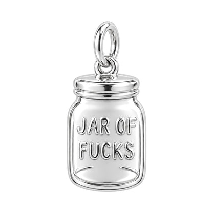 Jar of Fucks Charm Bracelet – Personalized Bestie Gift – silver charm, front view