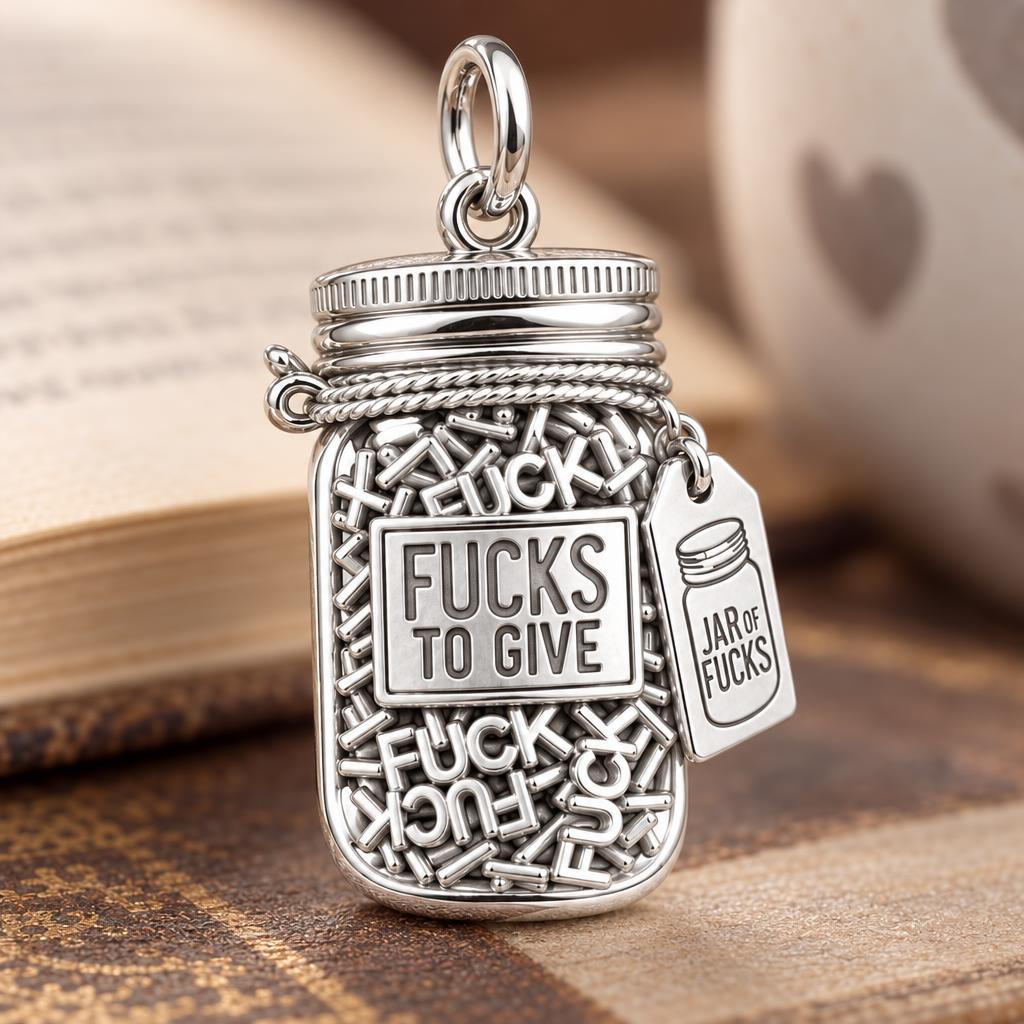 Jar of Fucks Charm Bracelet – Personalized Bestie Gift – macro detail of the charm