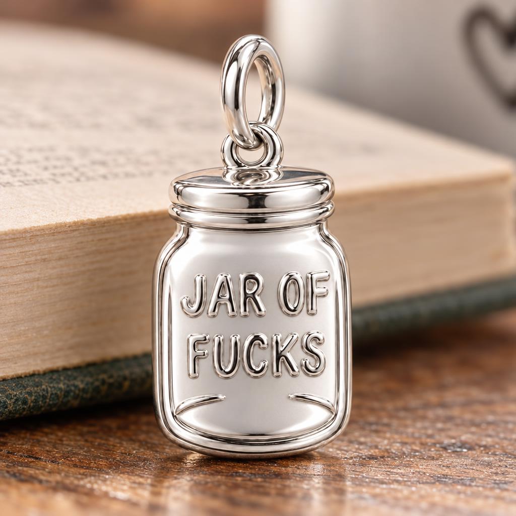Jar of Fucks Charm Bracelet – Personalized Bestie Gift – macro detail of the charm