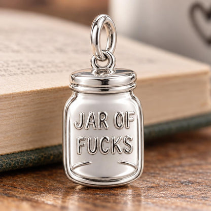 Jar of Fucks Charm Bracelet – Personalized Bestie Gift – macro detail of the charm