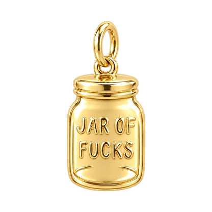 Jar of Fucks Charm Bracelet – Personalized Bestie Gift – 18K gold charm, front view