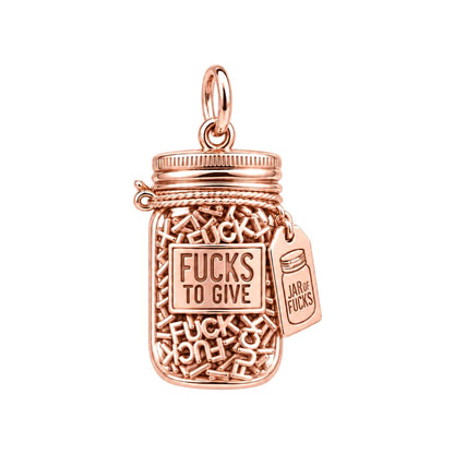 Jar of Fucks Charm Bracelet – Personalized Bestie Gift – rose gold 2 cm charm, front view